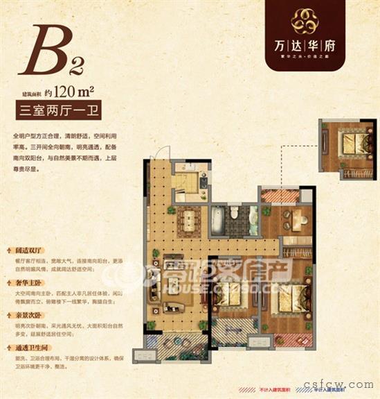 万达122平毛坯三房三开间朝南采光好175万诚意急售