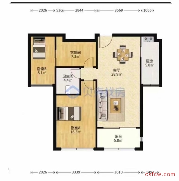 中南世纪城精装好房2房/2厅/1卫朝南89平米180万