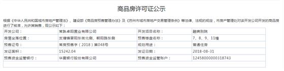 融锦别院7、8、9、11幢2018-08-31通过预售许可