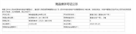 星荟云庭（星荟生活广场）1、2幢2020-9-25通过预售许可
