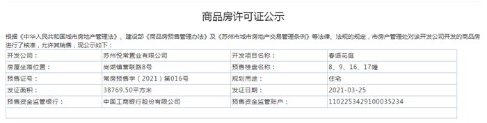 春语花庭8、9、16、17幢2021-03-25通过预售许可